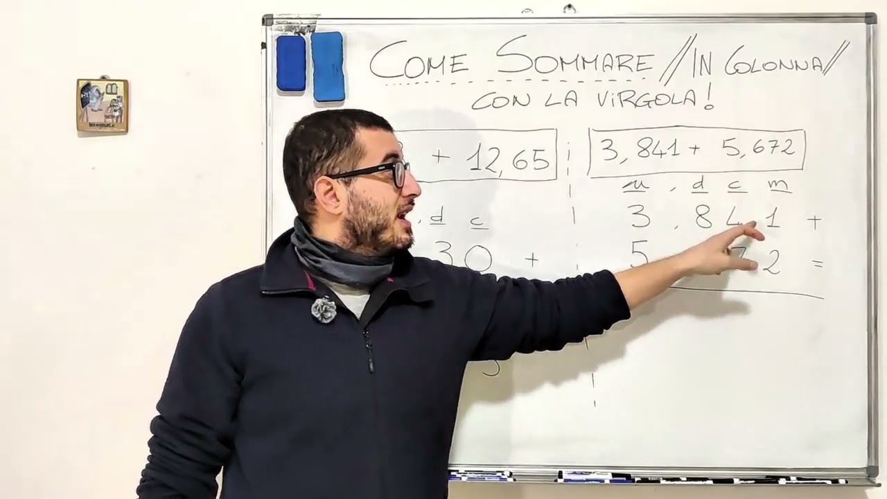 Somma in colonna con la virgola – spiegata passo passo