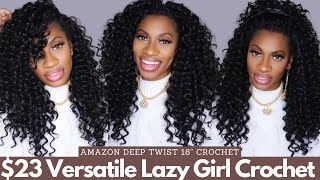 $23 Lazy Girl VERSATILE Crochet Braid Pattern Crochet Tutorial  Amazon Deep Twist 18' Hair