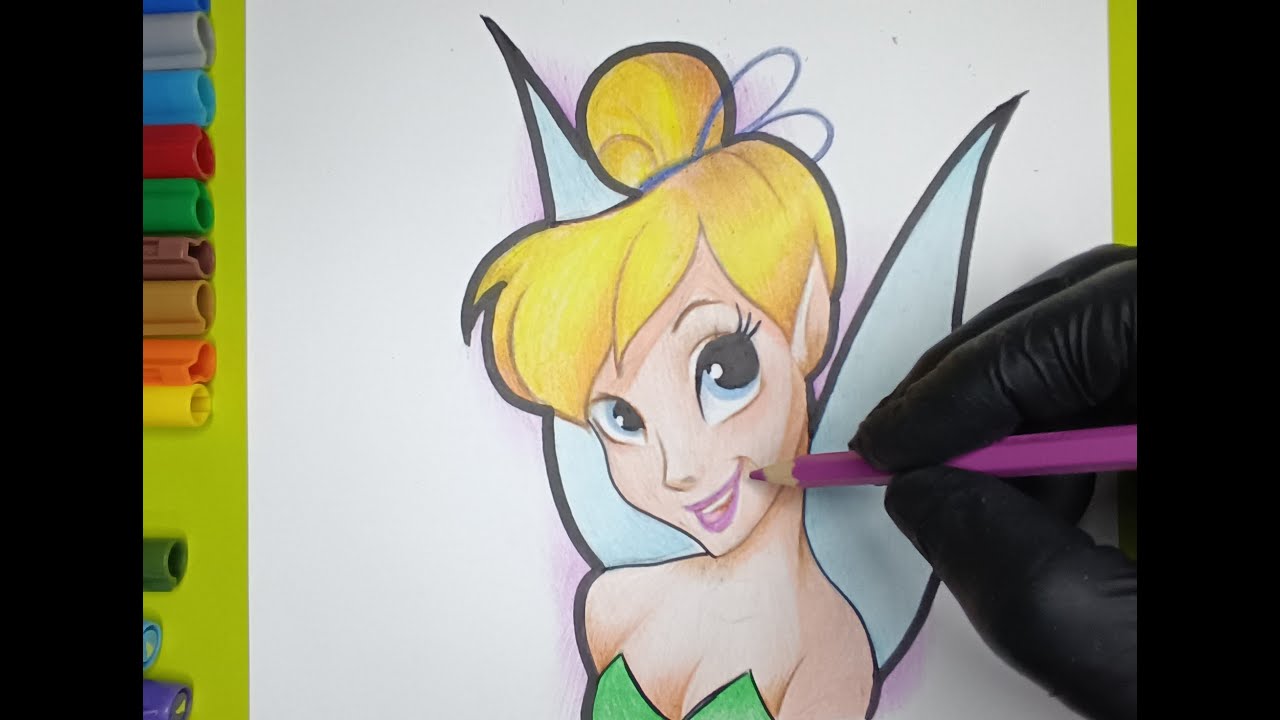 how to draw TINKERBELL easy - step by step - - YouTube