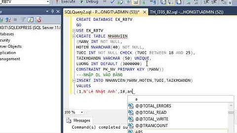 Hướng dẫn thực hành với Ràng buộc toàn vẹn (RBTV)