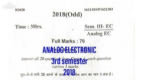 ANALOG ELECTRONIC 3rd semester question paper 2018