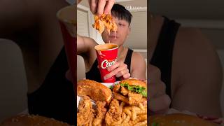 Raising canes saucy chicken 🐓 Mukbang overrated? #mukbang