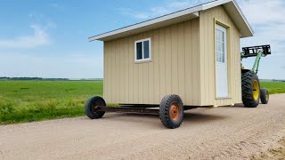 Moving the Small Cabin to its Final Destination With the John Deere 4020!