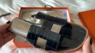 HERMES ORAN CROCODILE SANDALS UNBOXING