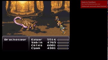Final Fantasy 3 - Fighting the Brachosaur and winning Economizer (SNES)