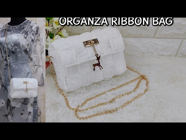 How To Make An Organza Ribbon Bag | Plastic Canvas Bag Tutorial 2021 | Membuat Tas Dari Pita Organdi class=