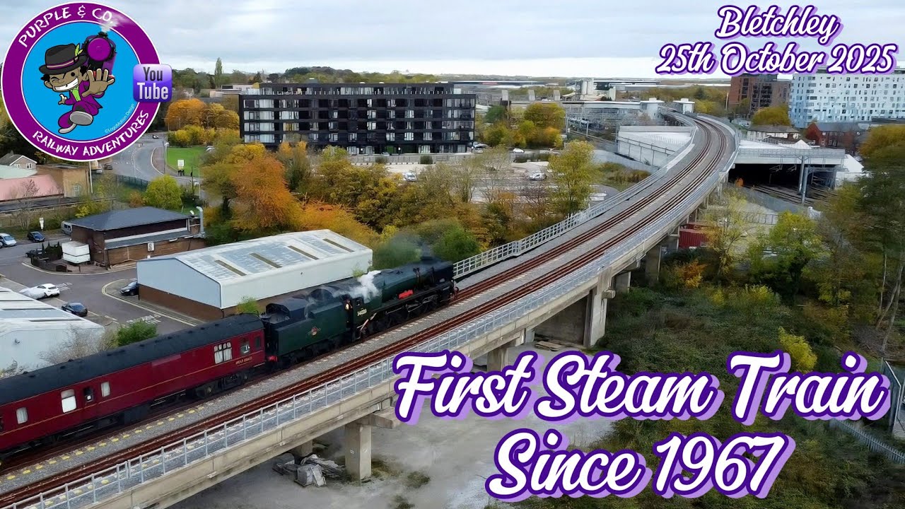 Первый паровоз пролетел над НОВЫМ эстакадным мостом в Блетчли — 25.10.2025