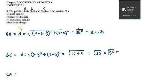 8. The points (–4, 0), (4, 0) and (0, 3) are the vertices of a