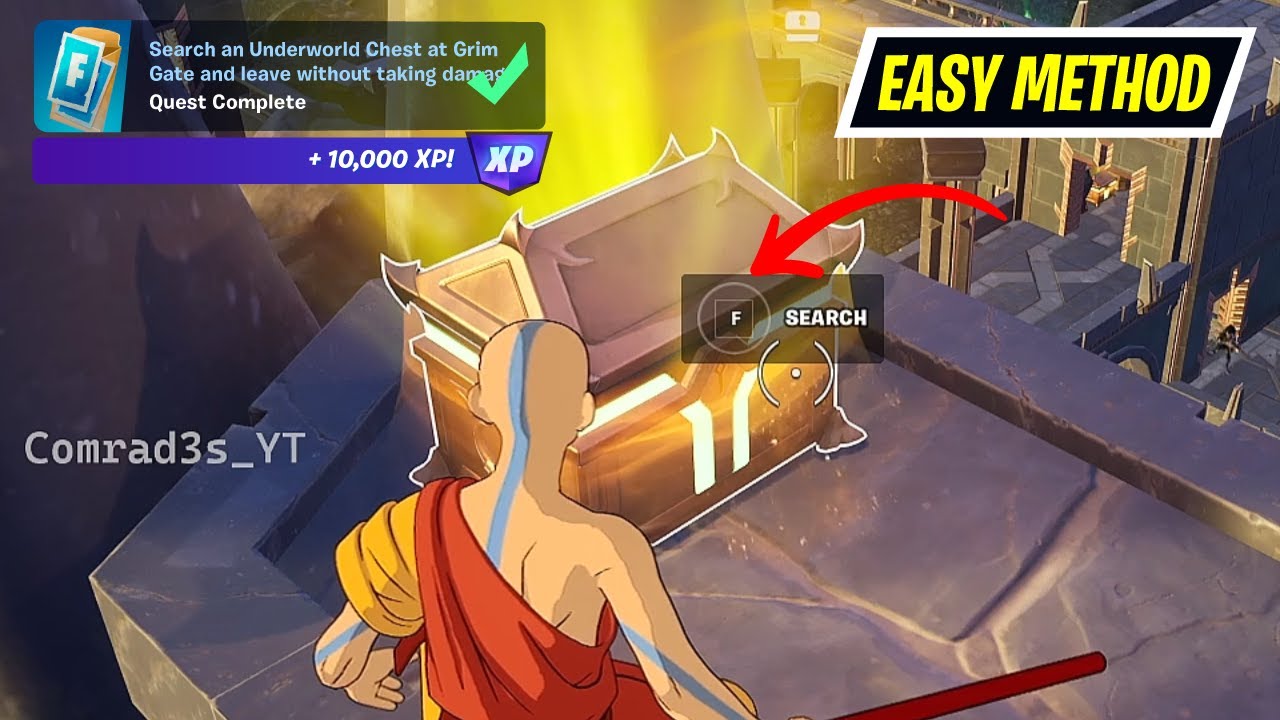 Search an Underworld Chest at Grim Gate and leave without taking damage