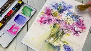 Watercolor Painting Video / No BRUSH  NO PROBLEM CHALLENGE