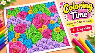 🌸 **Coloring a Beautiful Flower Garden 🌈 | Relaxing Coloring Video for Adults & Beginners**