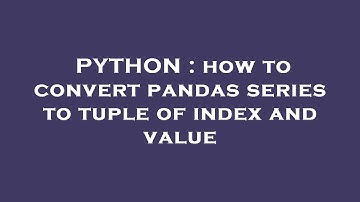 PYTHON : how to convert pandas series to tuple of index and value