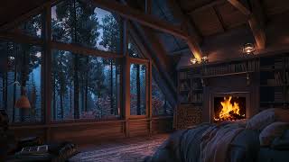 Sleep Well With The Rain Outside The Window | Soothing Rain, Thunder and Fireplace | Natural Sounds