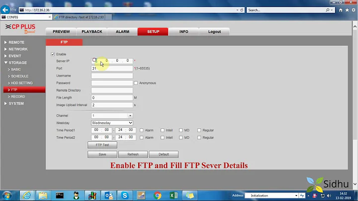 FTP configuration in CP Plus DVR/NVR