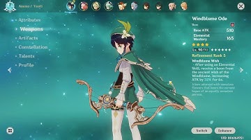 Genshin Impact: Windblume Ode [Lvl 90 R5] vs Stringless [Lvl 90 R1] on Venti (Damage Comparison)