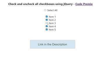Check and uncheck all checkboxes using jQuery | Output