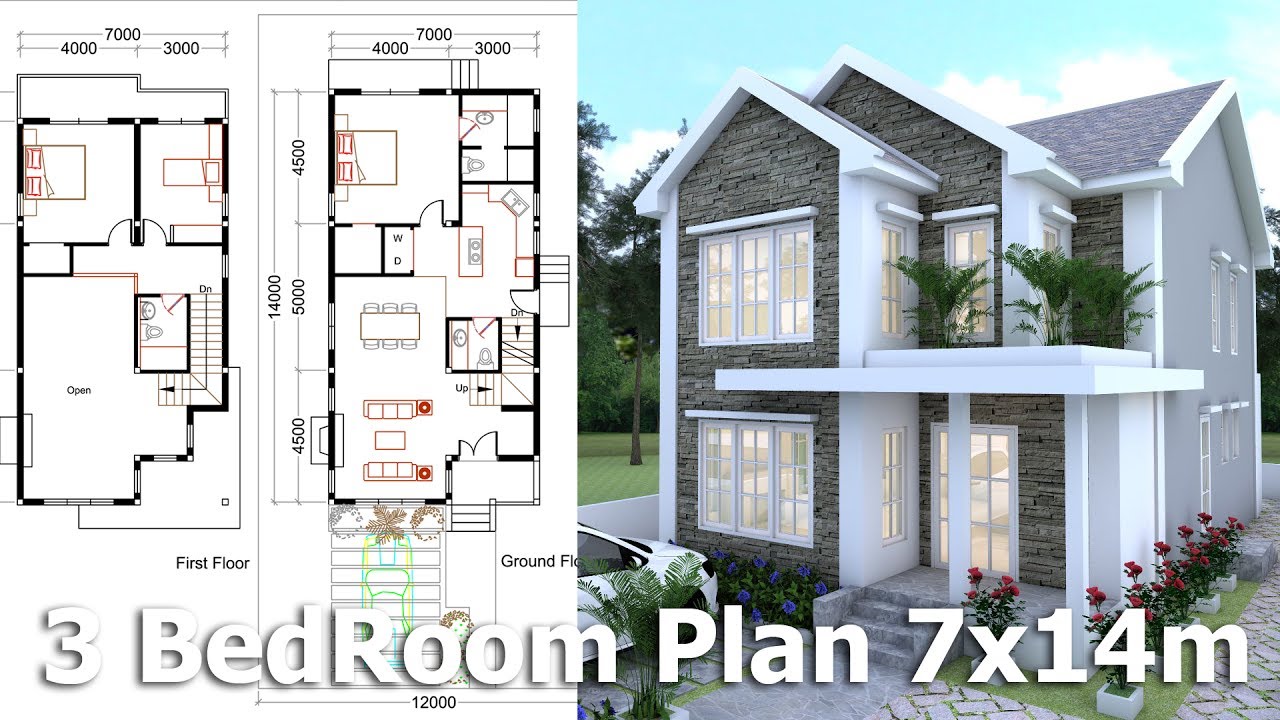  SketchUp  Modeling Home  Plan  7x14m YouTube