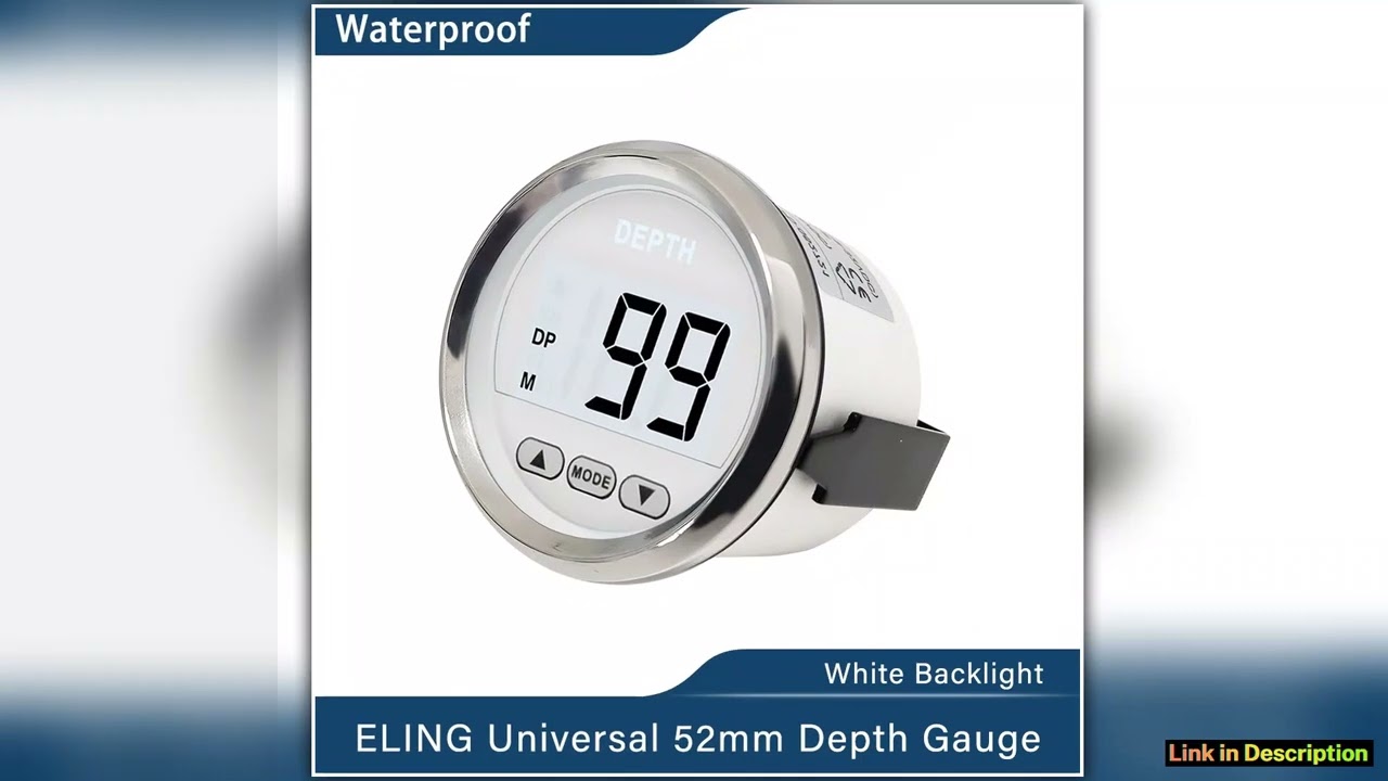 ELING Newest 52mm Digital Depth Gauge Indicator with Transducer and White Backlight for Yachts