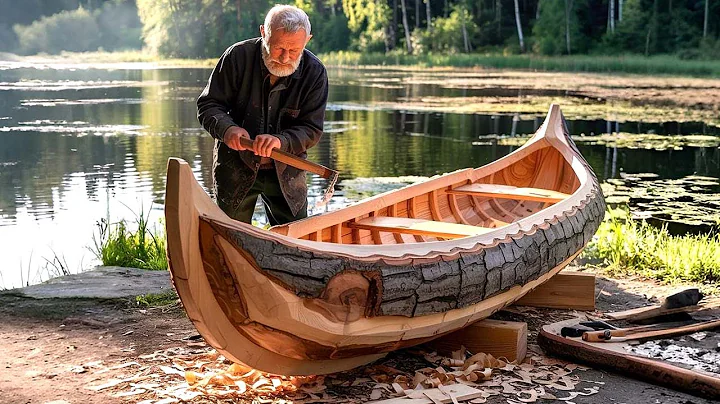 Man Transforms Massive Log into Amazing Boat | Boat building  @Advoko