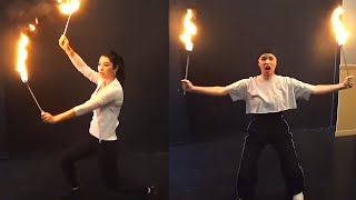 Valkyrae and Caroline fire breathing for the first time