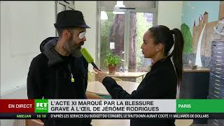 Le Gilet jaune blessé Jérôme Rodrigues à RT France : «Il est important d'amener un message de paix»