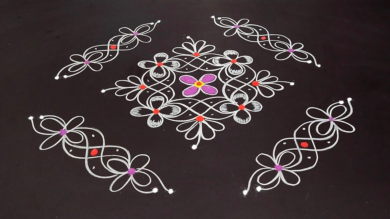 శుక్రవారం ముగ్గులు | beginners rangoli designs | melikala muggulu @Rangoli with borders