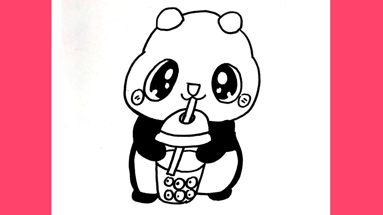 Cách vẽ Con Gấu Trúc đang uống trà sữa | Panda drawing | THƯ VẼ - YouTube