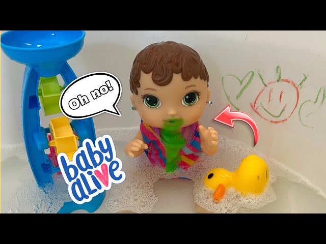 Baby alive Zoe gets Sick in the Bath! 🤮 class=