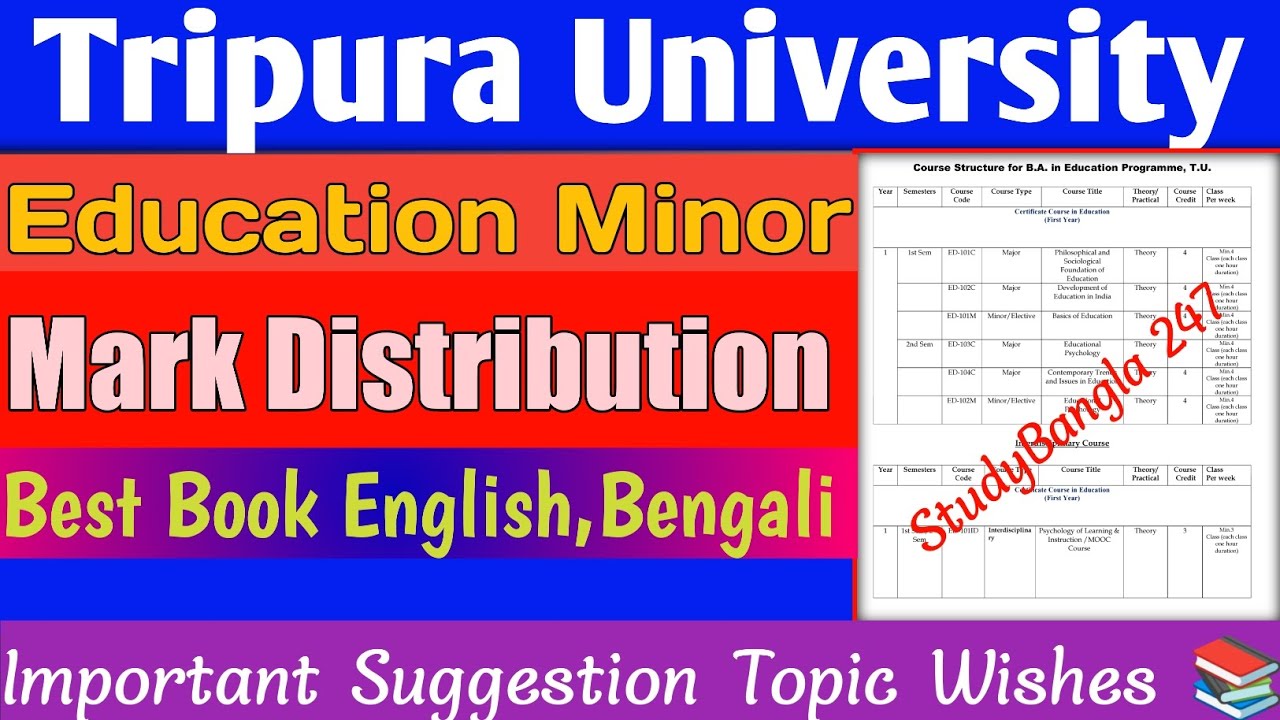 Tripura University 1st Semester Minor Education Important Suggestion With Marks Distribution