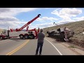 Tow Truck Crew recover Rolled Cement Truck