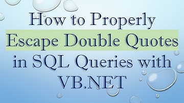 How to Properly Escape Double Quotes in SQL Queries with VB.NET