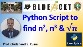 Python Script to find Square, Cube and Square Root of N