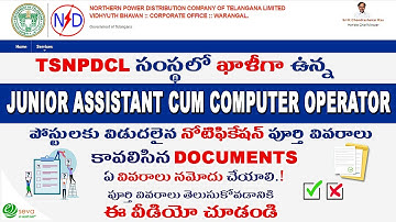 TSNPDCL Junior Assistant Cum Computer Operator Jobs (2023) || Notification