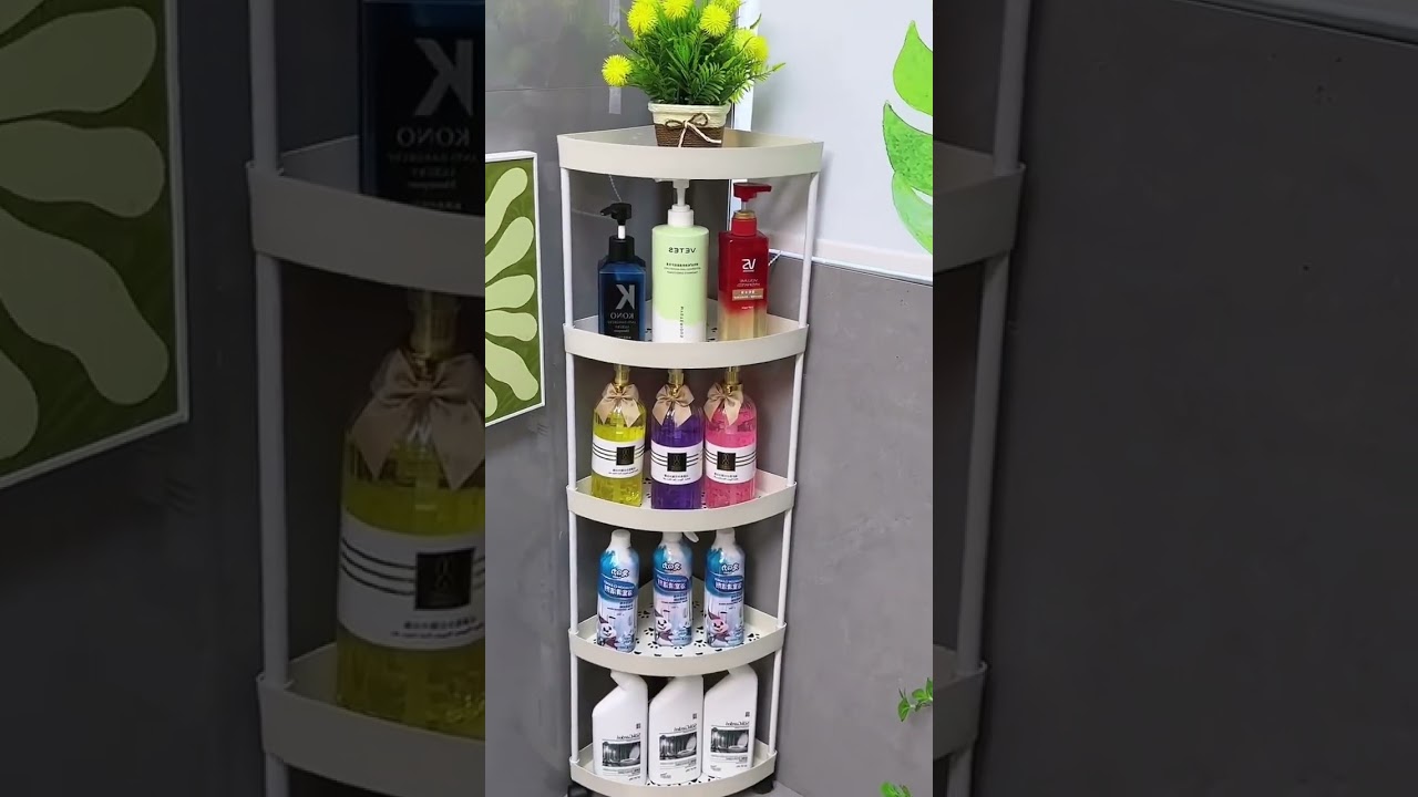 Corner storage rack with rollers 