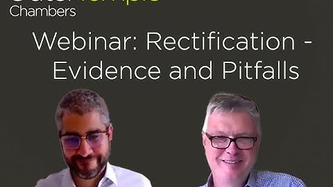 Webinar: Rectification - Evidence and Pitfalls