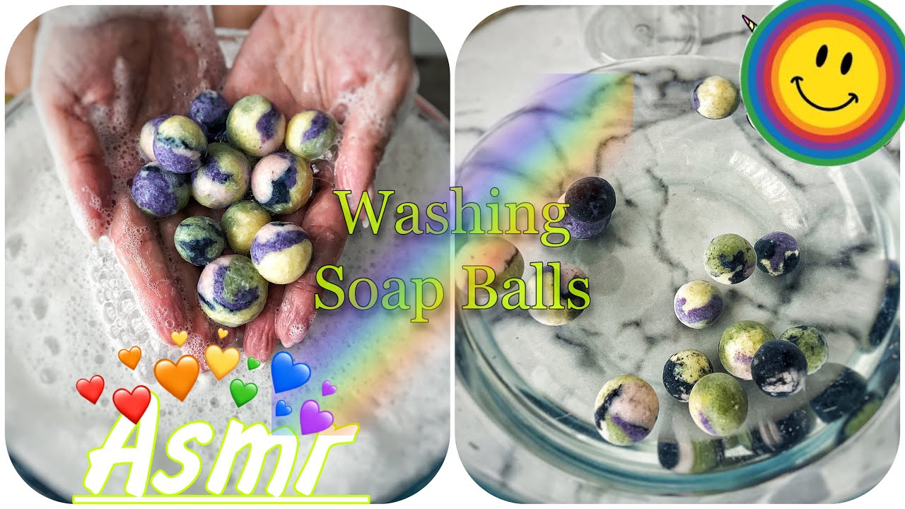 🌈 Washing Color Soap Balls ⚽️ | ASMR Sounds | 🌈 Мыление Ярких Мыльных Шариков