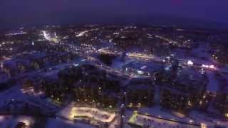 VILNIUS STREET FROM THE SKY IN THE EVENING