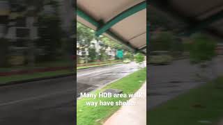 Singapore HDB area have shelter no need worry without umbrella during raining