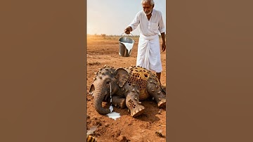 Monkey and old man save the life of elephant 🐘 & cow 🐄। #shortsfeed #ai #animals