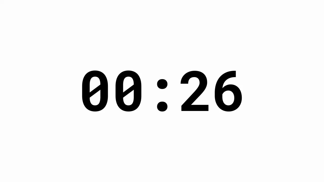 26 Second Countdown Timer - White Background - YouTube