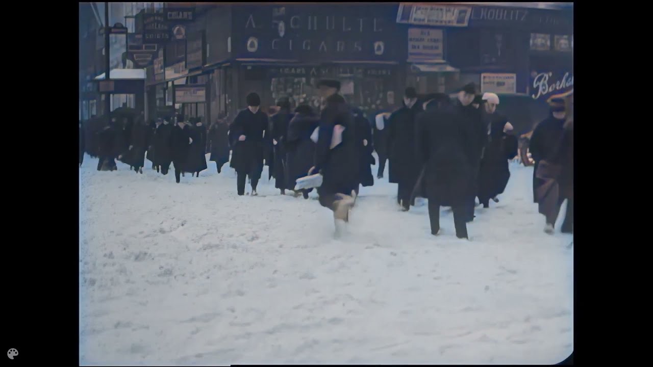 New York City (1915) Blizzard [1080pHD] | Colorized | AI Enhanced