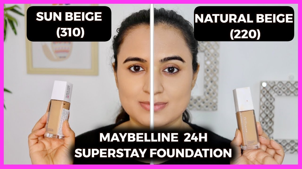 Maybelline 24h Superstay Foundation - Sun Beige v/s Natural Beige |  Waysheblushes - YouTube