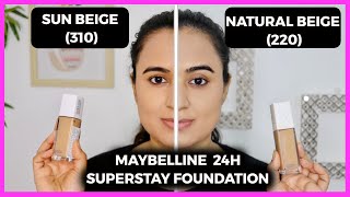 Maybelline 24h Superstay Foundation - Sun Beige v/s Natural Beige | Waysheblushes