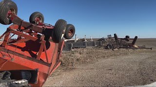 Farm damage cleanup after tornado hits Cass County