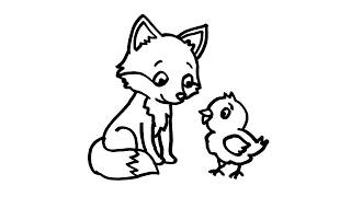 how draw fox cub chick step step tutorial
