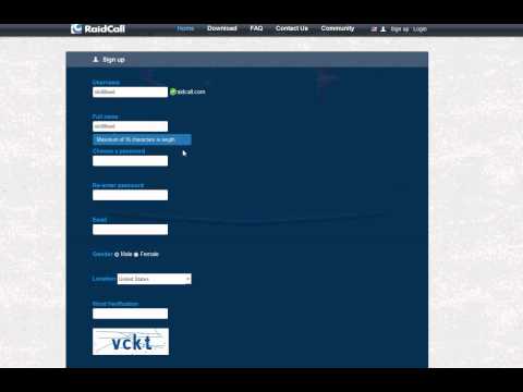 RaidCall - Регистрация