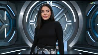 Vanessa Hudgens in a futuristic TV Studio