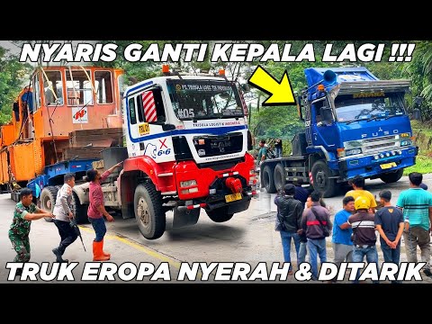 Nyaris Ganti Kepala Lagi, Diluar Dugaan Truk Eropa Menyerah Terpaksa Ditarik di Sitinjau Lauik