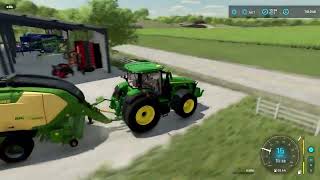 Making straw bales with KRONE BiG Pack 1290, transporting & selling bales Elmcreek FS 22 #48 #viral