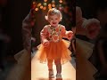 🍊👗 Adorable Baby Struts the Catwalk! 🍎✨ #BabyStyleGoals #TooCute #FruitCouture #BabyFashionShow �